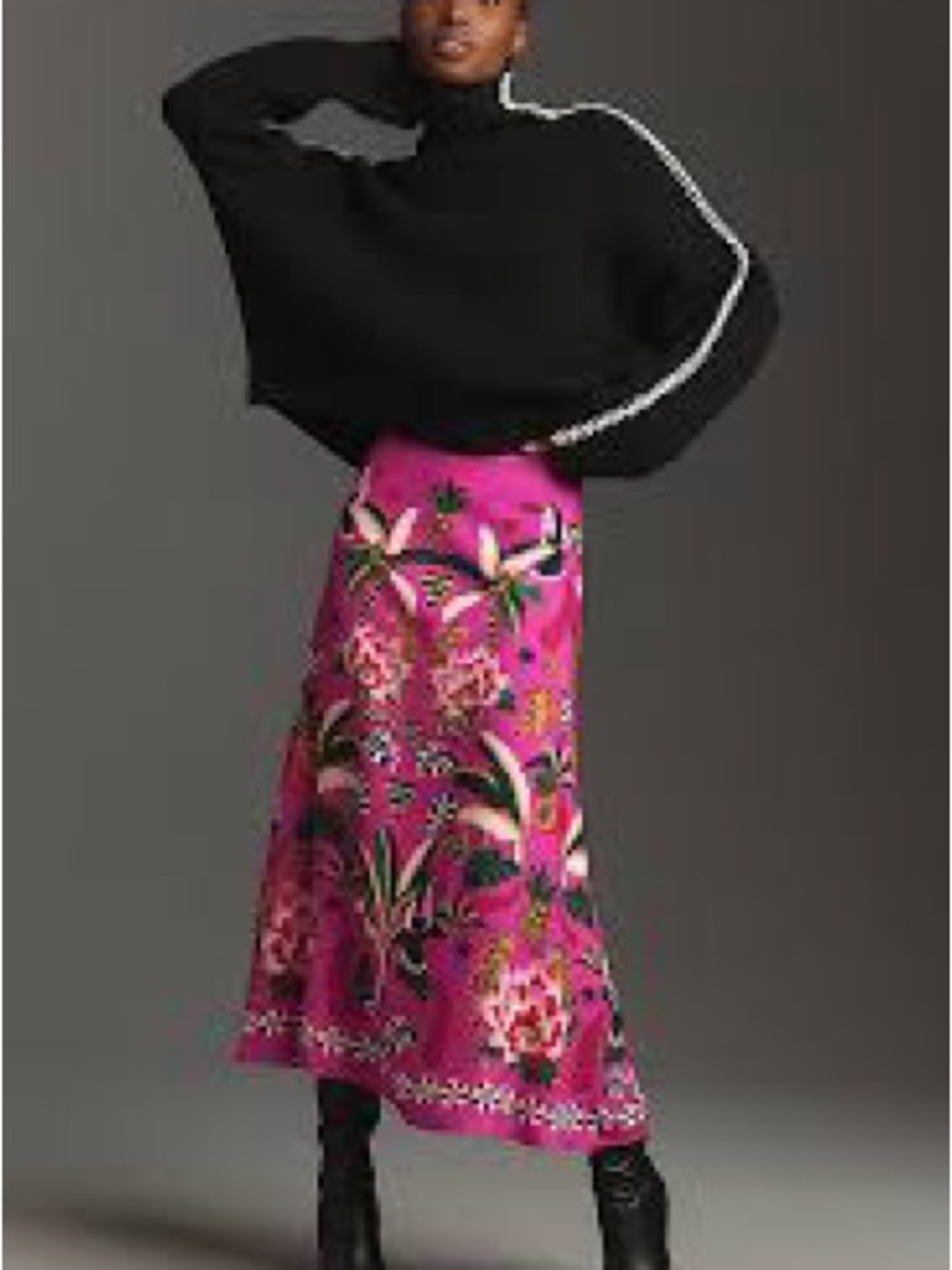 FARM Rio x Anthropologie Pink Tropical Jungle Midi Skirt Size S